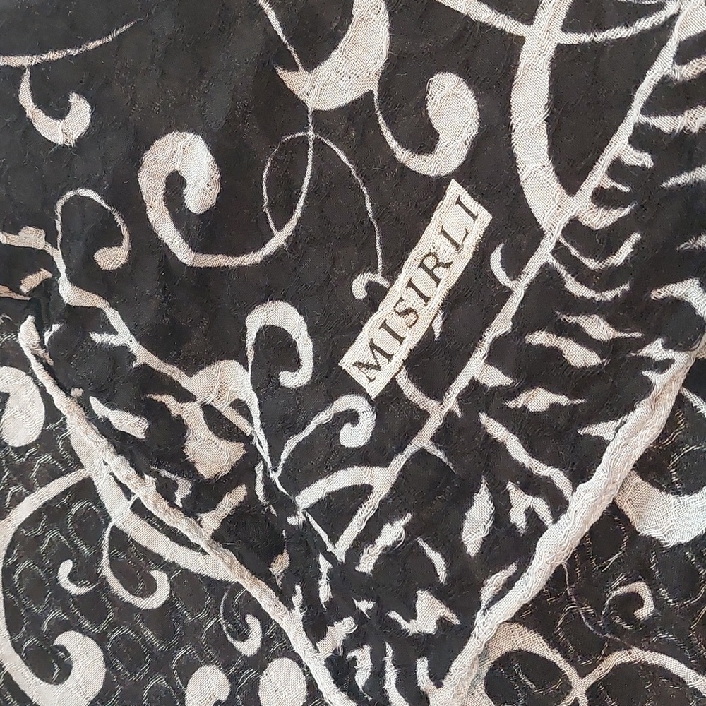 MISIRLI Black and Gray Scarf or Table Runner .Great Condition. 26" BY 70" .